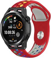 Siliconen Smartwatch bandje - Geschikt voor Strap-it Huawei Watch GT Runner sport band - rood kleurrijk - GT Runner - 22mm - Strap-it Horlogeband / Polsband / Armband