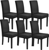 Stoelhoes set van 6 hoes voor stoelen stretch zwart