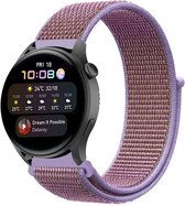 Nylon Smartwatch bandje - Geschikt voor  Huawei Watch 3 - Pro nylon band - lila - Strap-it Horlogeband / Polsband / Armband