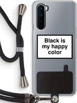 Case Company® - OnePlus Nord hoesje met Koord - Black is my happy color - Telefoonhoesje met Zwart Koord - Bescherming aan alle Kanten en Over de Schermrand