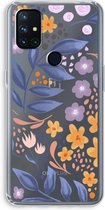 Case Company® - OnePlus Nord N10 5G hoesje - Flowers with blue leaves - Soft Cover Telefoonhoesje - Bescherming aan alle Kanten en Schermrand