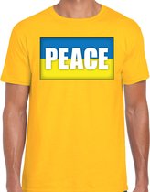 Peace t-shirt geel heren - Oekraine protest/ demonstratie shirt - vrede - Oekraiense vlag M