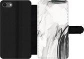 Bookcase Geschikt voor iPhone 7 telefoonhoesje - Kunst - Zwart - Wit - Abstract - Met vakjes - Wallet case met magneetsluiting