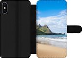 Bookcase Geschikt voor iPhone XS telefoonhoesje - Strand - Tropisch - Hawaii - Met vakjes - Wallet case met magneetsluiting