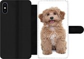 Bookcase Geschikt voor iPhone XS telefoonhoesje - Hond - Huisdieren - Vacht - Met vakjes - Wallet case met magneetsluiting