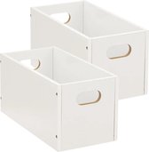 Set van 2x stuks opbergmand/kastmand 7 liter wit van hout 31 x 15 x 15 cm - Opbergboxen - Vakkenkast manden
