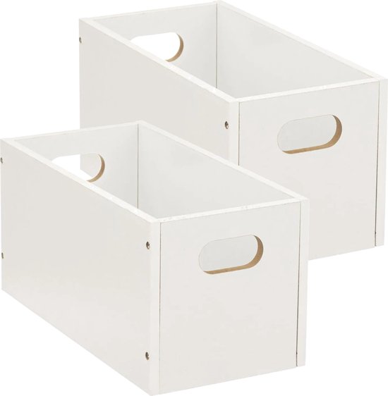 Set de 2x panier de rangement / panier d'armoire 7 litres blanc en bois 31  x 15 x 15... | bol