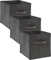 Set van 3x stuks opbergmand/kastmand 29 liter donkergrijs polyester 31 x 31 x 31 cm - Opbergboxen - Vakkenkast manden