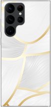 Geschikt voor Samsung Galaxy S22 Ultra hoesje - Abstract patroon met gouden lijnen - Siliconen Telefoonhoesje