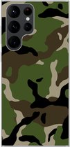 Geschikt voor Samsung Galaxy S22 Ultra hoesje - Militair camouflage patroon - Siliconen Telefoonhoesje