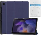 Case2go - Tablet hoes & Screenprotector geschikt voor Samsung Galaxy Tab A8 - 10.5 Inch - Auto Wake/Sleep functie - Donker Blauw