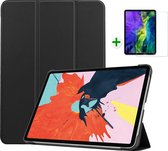 Case2go - Tablet Hoes & Screenprotector voor Apple iPad Air 2022 - 10.9 inch - Tri-Fold Book Case - Met Auto Sleep/Wake functie - Zwart