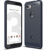 Google Pixel 3a Hoesje - Mobigear - Brushed Slim Serie - TPU Backcover - Blauw - Hoesje Geschikt Voor Google Pixel 3a