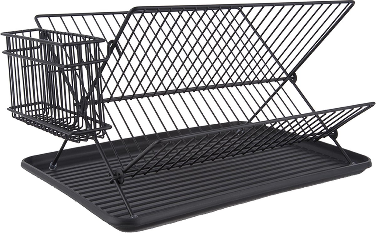 Goedkoopste Present Time Afdruiprek Classic - Mat Zwart IJzer - 36,5x29,5x23,5cm - Scandinavisch