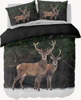 Y-NOT - Deer In Forest - Dekbedovertrek - Katoensatijn - Eenpersoons - 140x200/220 cm - Multi