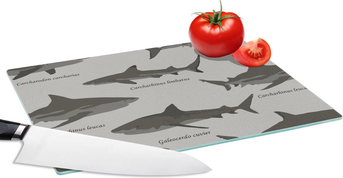 Glazen Snijplank - 28x20 - Patronen - Haai - Zee - Snijplanken Glas