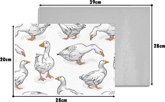 Planche à découper en Verres - 28x20 - Motif - Vogel - Oie - Planches à découper en Glas
