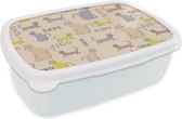 Broodtrommel Wit - Lunchbox - Brooddoos - Patronen - Kat - Quote - Jongens - Meisjes - Kinderen - Kindje - 18x12x6 cm - Volwassenen