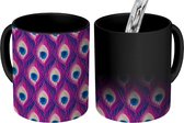 Magische Mok - Foto op Warmte Mokken - Koffiemok - Veen - Pauw - Design - Roze - Magic Mok - Beker - 350 ML - Theemok