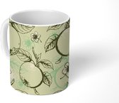 Mok - Koffiemok - Appel - Bloemen - Patroon - Mokken - 350 ML - Beker - Koffiemokken - Theemok