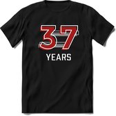 37 Years - Feest kado T-Shirt Heren / Dames - Rood / Grijs - Perfect Verjaardag Cadeau Shirt - grappige Spreuken, Zinnen en Teksten. Maat XXL