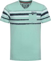 Gabbiano T-shirt T Shirt Met V Hals En Streep Print 152584 Light Green Mannen Maat - 3XL