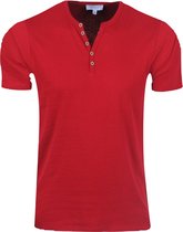 Consenso - Heren T-Shirt - Henley Kraag - Rood