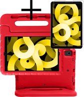 iPad Air 5 (2022) Kinder Hoes Kids Case Met iPad Air 5 (2022) Screenprotector Glas - Rood