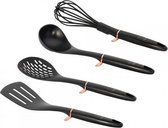 keukengerei Black Rose nylon zwart 4-delig