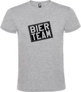 Grijs  T shirt met  print van "Bier team " print Zwart size L