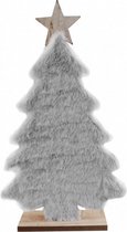 kerstboom decoratief 20 x 6,5 cm pluche grijs