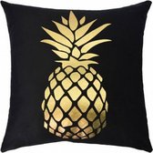 kussen Ananas 45 x 45 cm textiel zwart/goud
