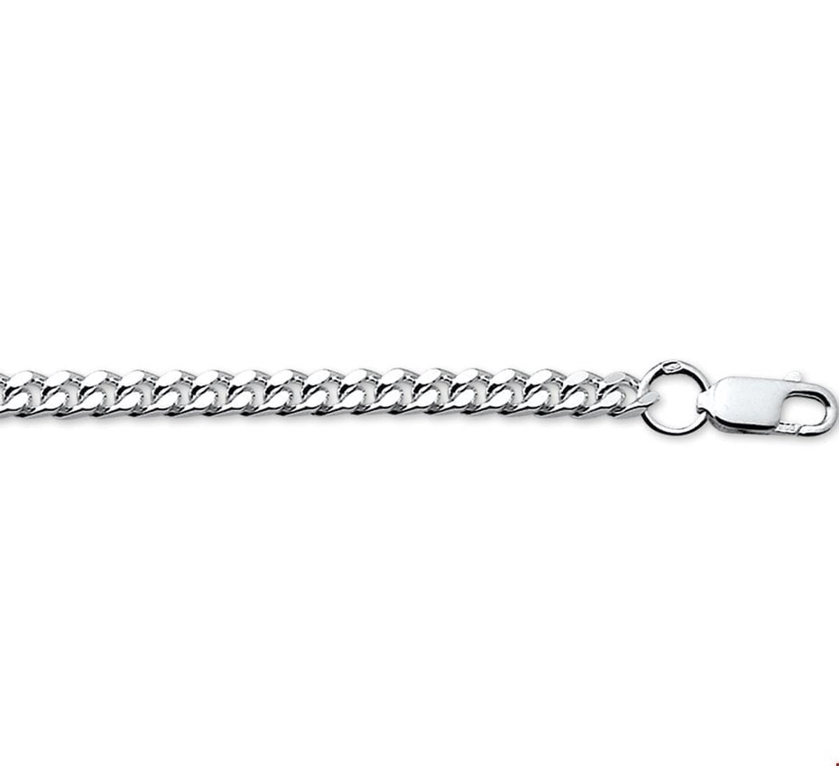 Zilveren Collier geslepen gourmet 3 1001793 60 cm