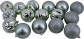 kerstballen Niza 8 x 8 x 9 cm mintgroen 16 stuks