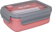 lunchbox 1100 ml 17,1 x 17,1 x 7 cm roze 3-delig
