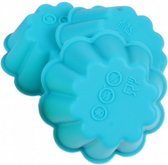 bakvorm bloem 6,7 x 7,5 cm siliconen blauw 3 stuks