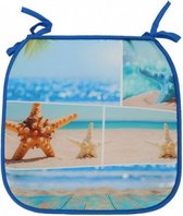 tuinstoelkussen zeesterren 38x38 cm polyester blauw