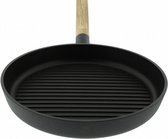 grillpan Nordic 28 cm aluminium/hout zwart/naturel
