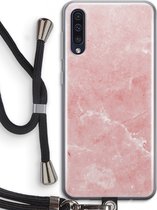 Case Company® - Samsung Galaxy A50 hoesje met Koord - Roze marmer - Telefoonhoesje met Zwart Koord - Bescherming aan alle Kanten en Over de Schermrand