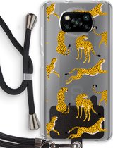 Case Company® - Poco X3 Pro hoesje met Koord - Luipaard - Telefoonhoesje met Zwart Koord - Bescherming aan alle Kanten en Over de Schermrand