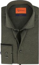 Suitable - Overhemd Knitted Pique Donkergroen - 42 - Heren - Slim-fit