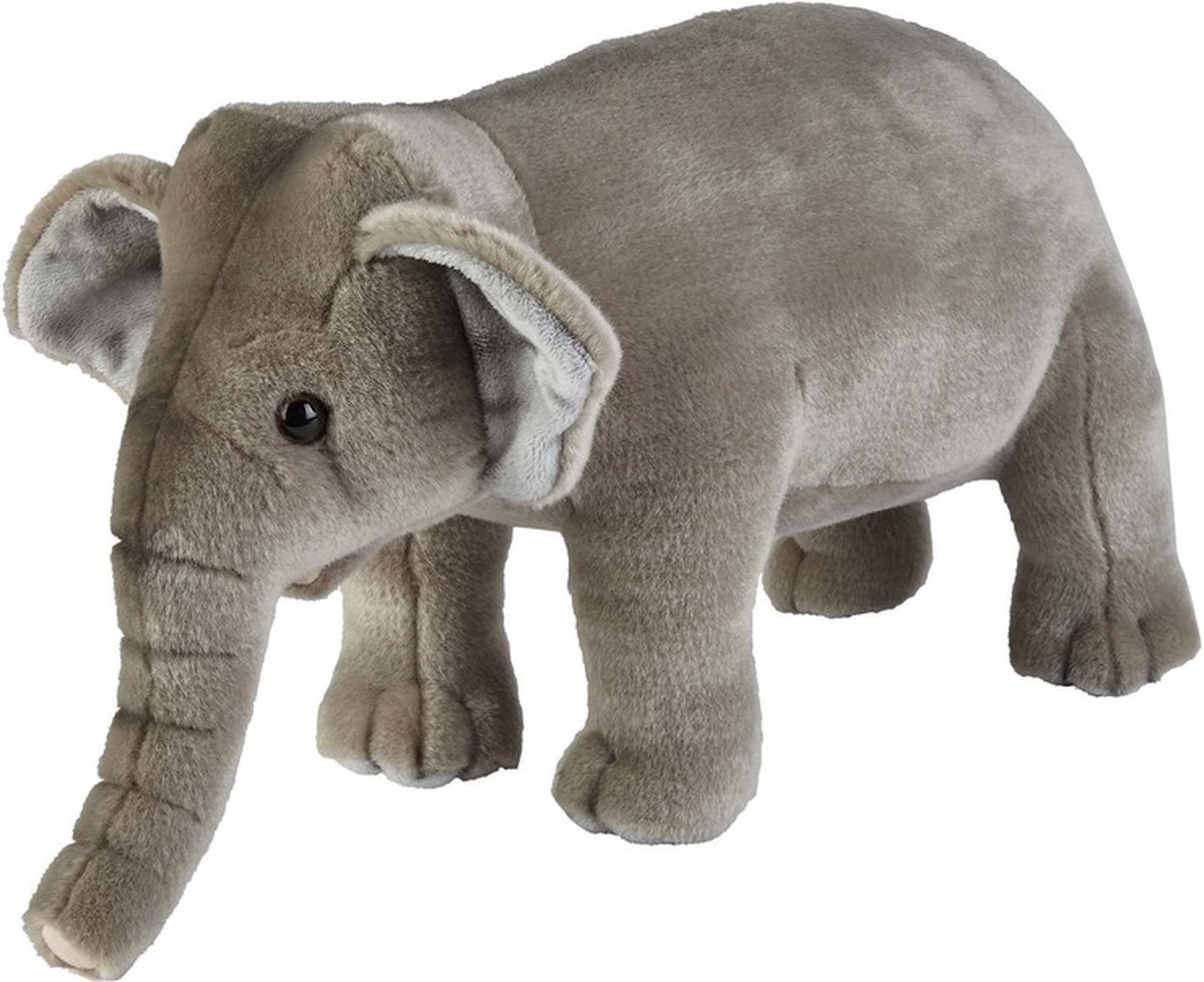 Ravensden Pluche olifanten knuffel - grijs - 28 cm - wilde dieren knuffels - Speelgoed voor kinderen