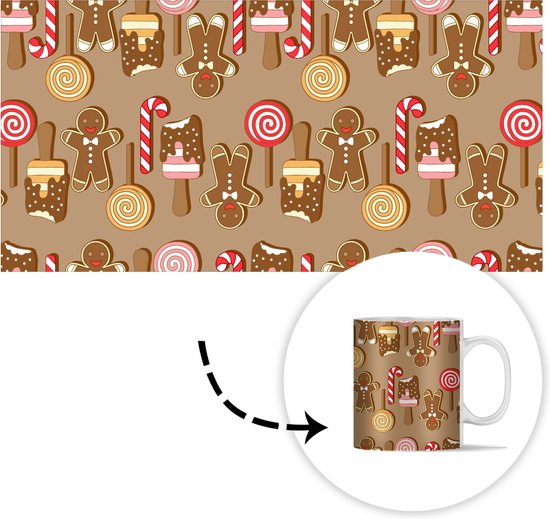 Tasse - Tasse à café - Noël - Biscuits - Snoep - Motifs - Tasses - 350 ML - Tasse - Tasses à café - Tasse à thé - Décoration Sinterklaas - Cadeaux pour enfants - Chaussures cadeaux Sinterklaas