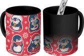 Magische Mok - Foto op Warmte Mokken - Koffiemok - Kerstmis - Sneeuwvlok - Pinguïn - Patronen - Magic Mok - Beker - 350 ML - Theemok