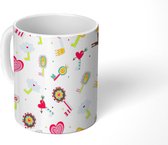Mok - Koffiemok - Hartjes - Patronen - Sleutel - Regenboog - Mokken - 350 ML - Beker - Koffiemokken - Theemok