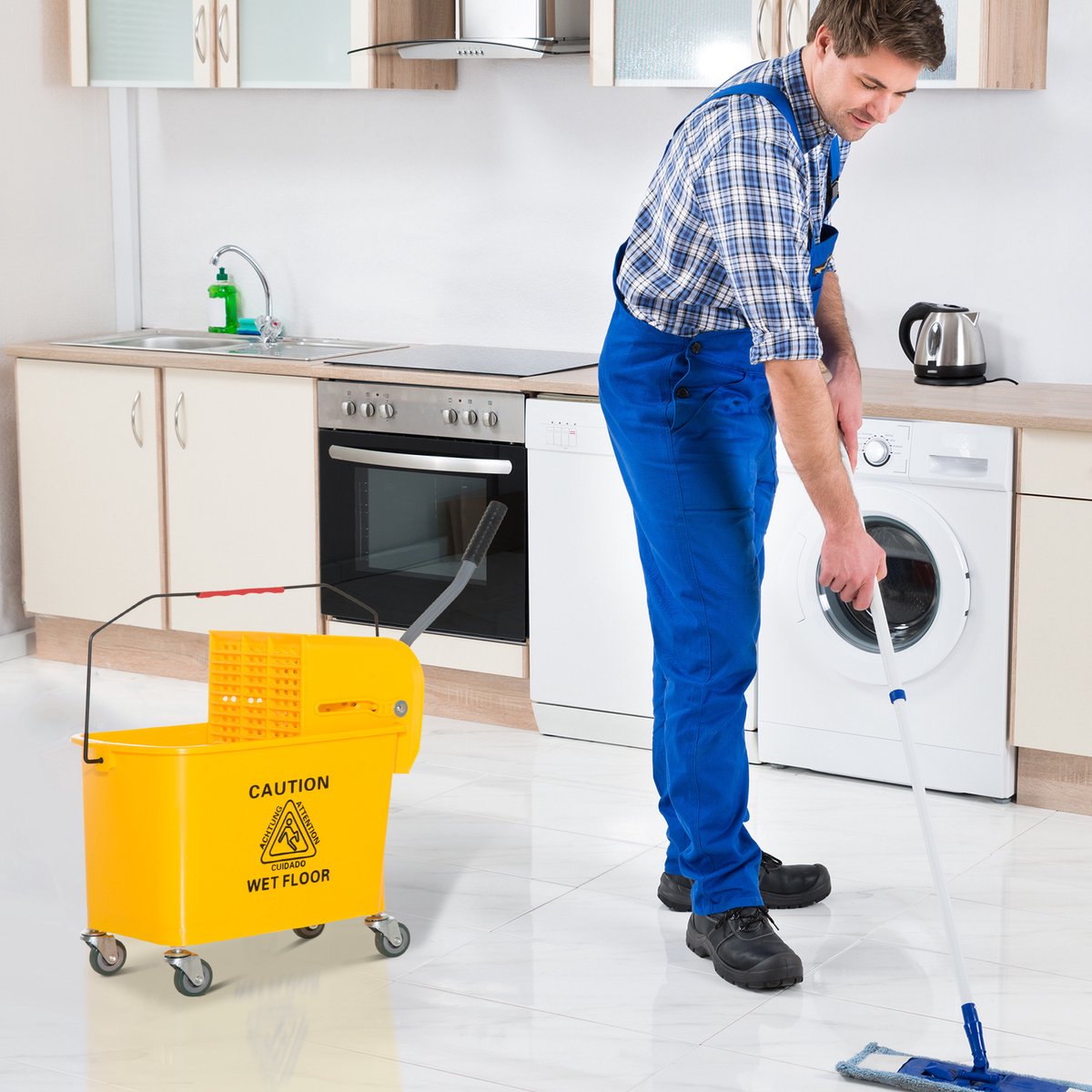 Seau Rouge Carré 25 Litres - Avec Graduation - Pour Chariot De Nettoyage Professionnel