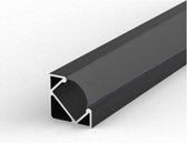 Aluminium profiel 2m zwarte hoek voor LED -lint ondoorzichtige zwarte hoes - Kunststof - Zilver - Zwart - SILUMEN