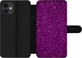 Bookcase Geschikt voor iPhone 11 telefoonhoesje - Paars - Roze - Patronen - Abstract - Met vakjes - Wallet case met magneetsluiting