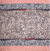 sjaal met print dames 90 x 90 cm polyester roze/grijs