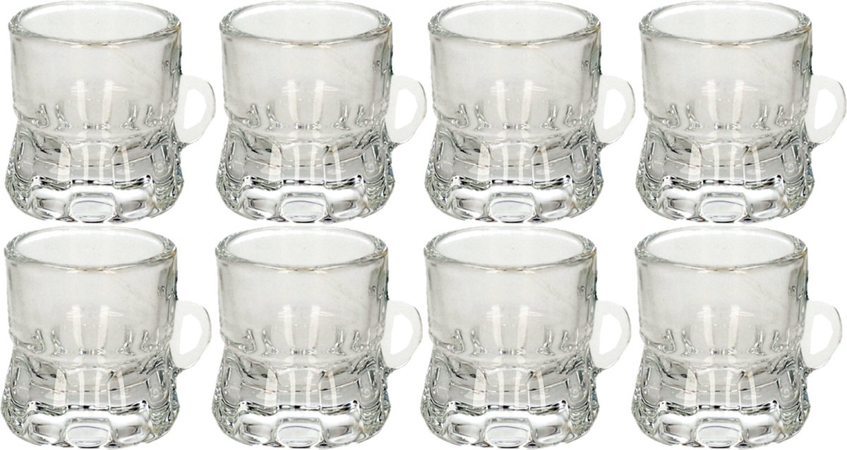 Set van 10x stuks shotglas vorm bierpul glaasje/glas met handvat van 2cl - Feestjes/verjaardag - Oktoberfest